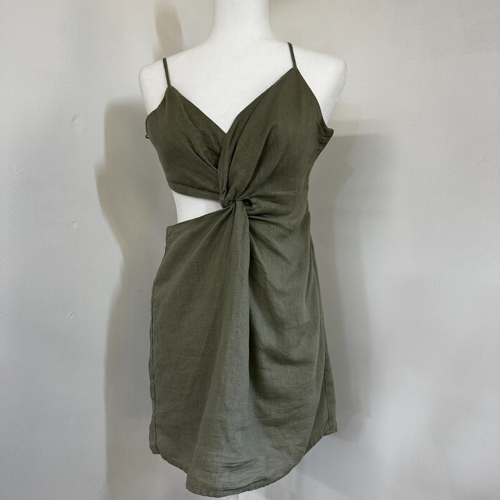 Miramar Front Twist Linen Mini Dress Size S